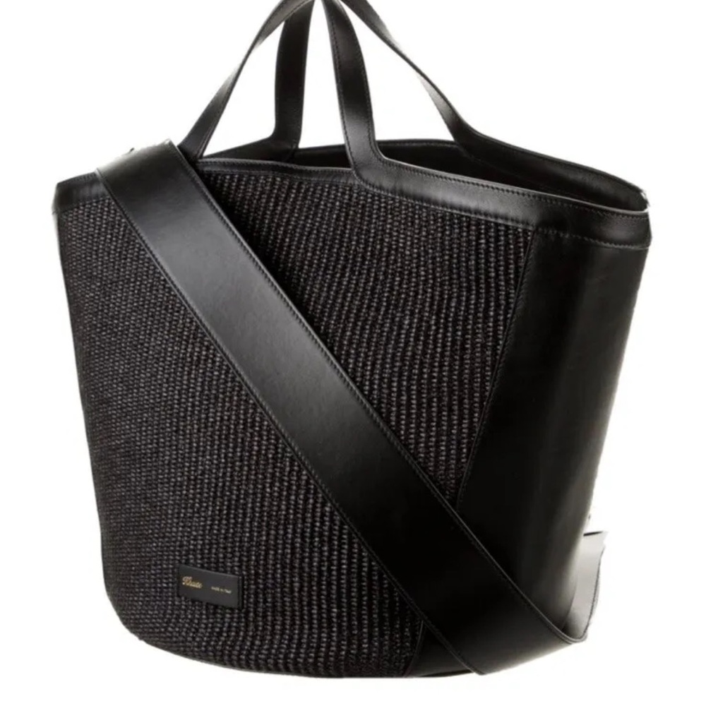 Khaite Nora Raffia Leather Trimmed Tote $1450 Sold Out NWT